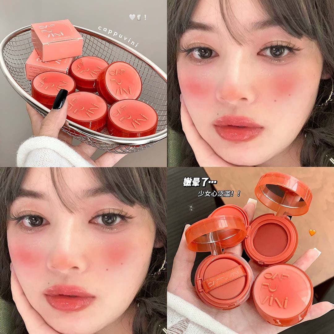Cappuvini Orange Light Milk Cushion Blush Expansive Color Atmosphere Blush Matte Soft Mist Student Party Makeup