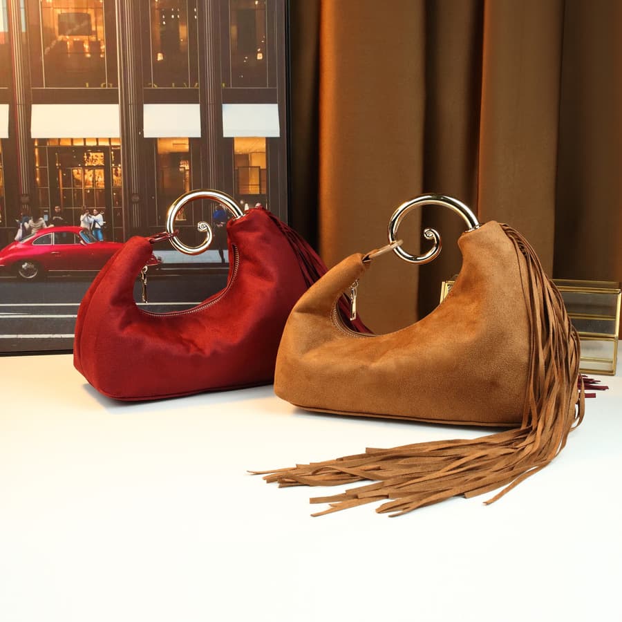 Cross-border Hot Selling Vintage Fringe Arc Tote Bag Fashion Matte Texture Pillow Bag Women's Autumn Winter Evening Handbag