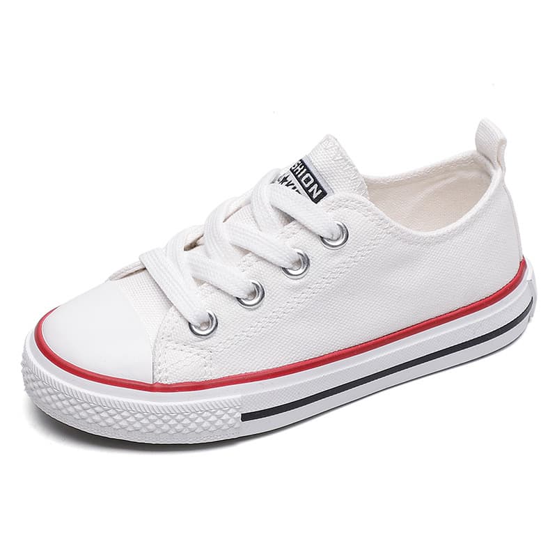 Children's Low-Top Lace-Up Canvas Shoes 2025 Spring New White Sneakers Candy Color Boys Girls Parent-Child Board Shoes