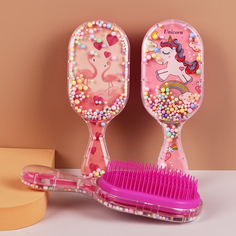 Transparent Comb Cartoon Massage Comb for Girls Home Hair Styling Comb Bubble Bead Glitter Comb Popular Tangle-Free Smoothing Comb