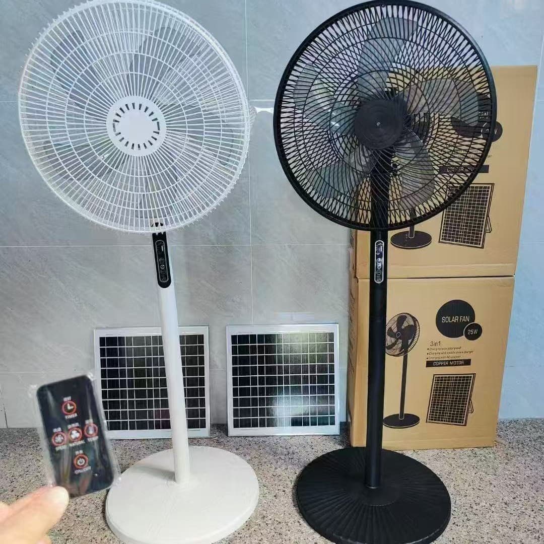 16-inch Solar Fan Rechargeable Long Battery Life High Wind Speed Home Remote Control Floor Fan Export Cross-border