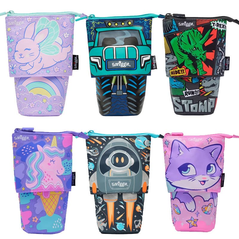 Australia Smiggle Children's Retractable Pencil Case, Large Capacity 2-in-1 Pencil Holder, Cartoon Storage Bag, Pencil Bag