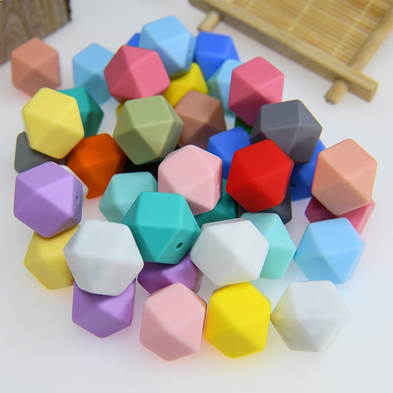 Cross-border silicone beads for baby teething, popular maternal and infant products, 14 hexagonal silicone octagonal beads, DIY pacifier chain wholesale.
