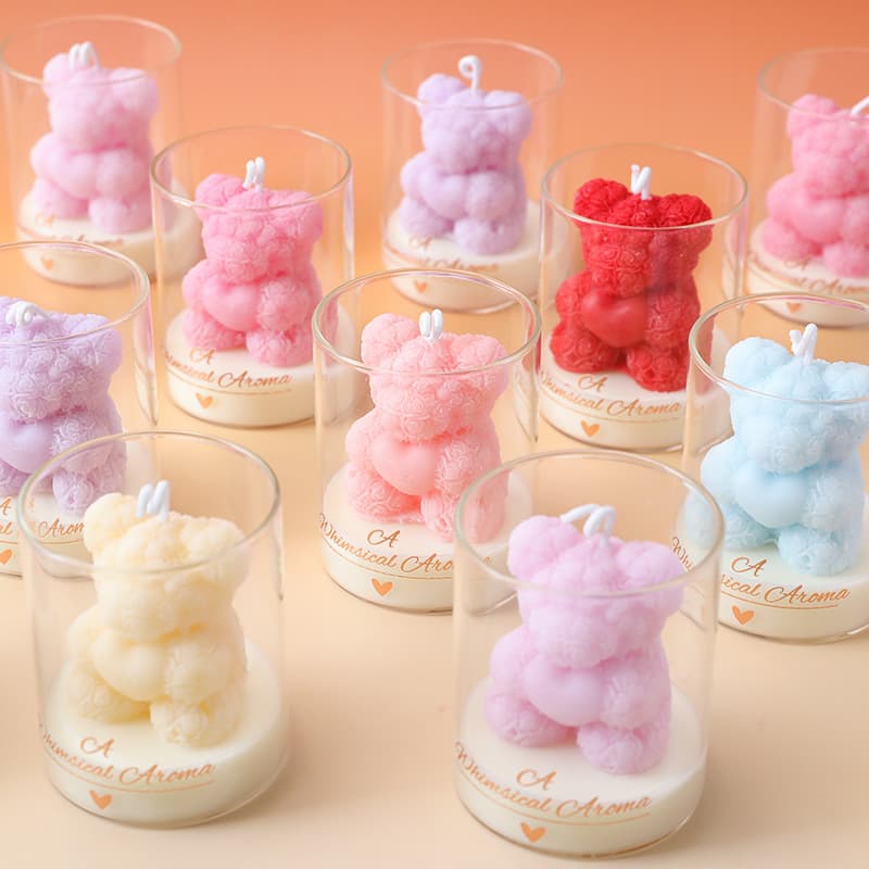Cross-border Valentine's Day Heart Bear Cup Candle, Cute Aromatherapy Candle Gift Box, Holiday Gift Decorative Cup Candle Wholesale