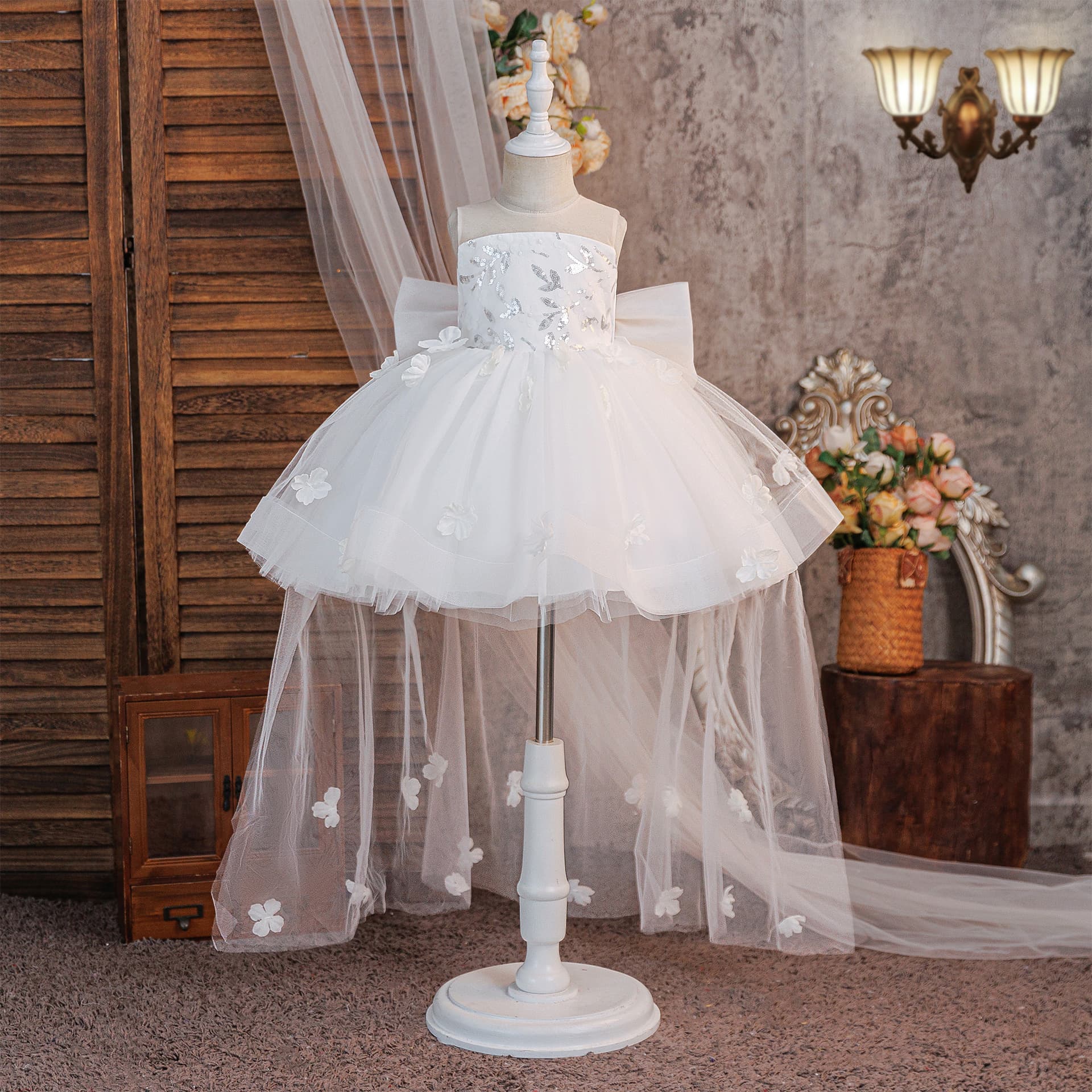 Wholesale Girls Dress Wedding Flower Girl Dress Runway Dress Baby Birthday Party Princess Dress