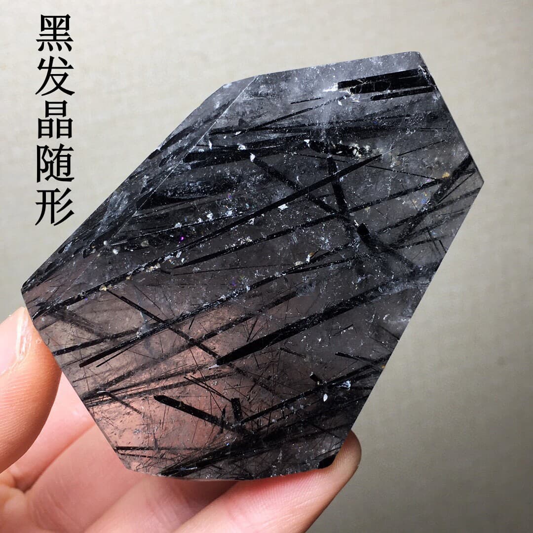 Natural Black Hair Crystal Random Shape Black Tourmaline Block Crystal Raw Stone Aroma Diffuser Stone Crystal Geometric Block Decoration