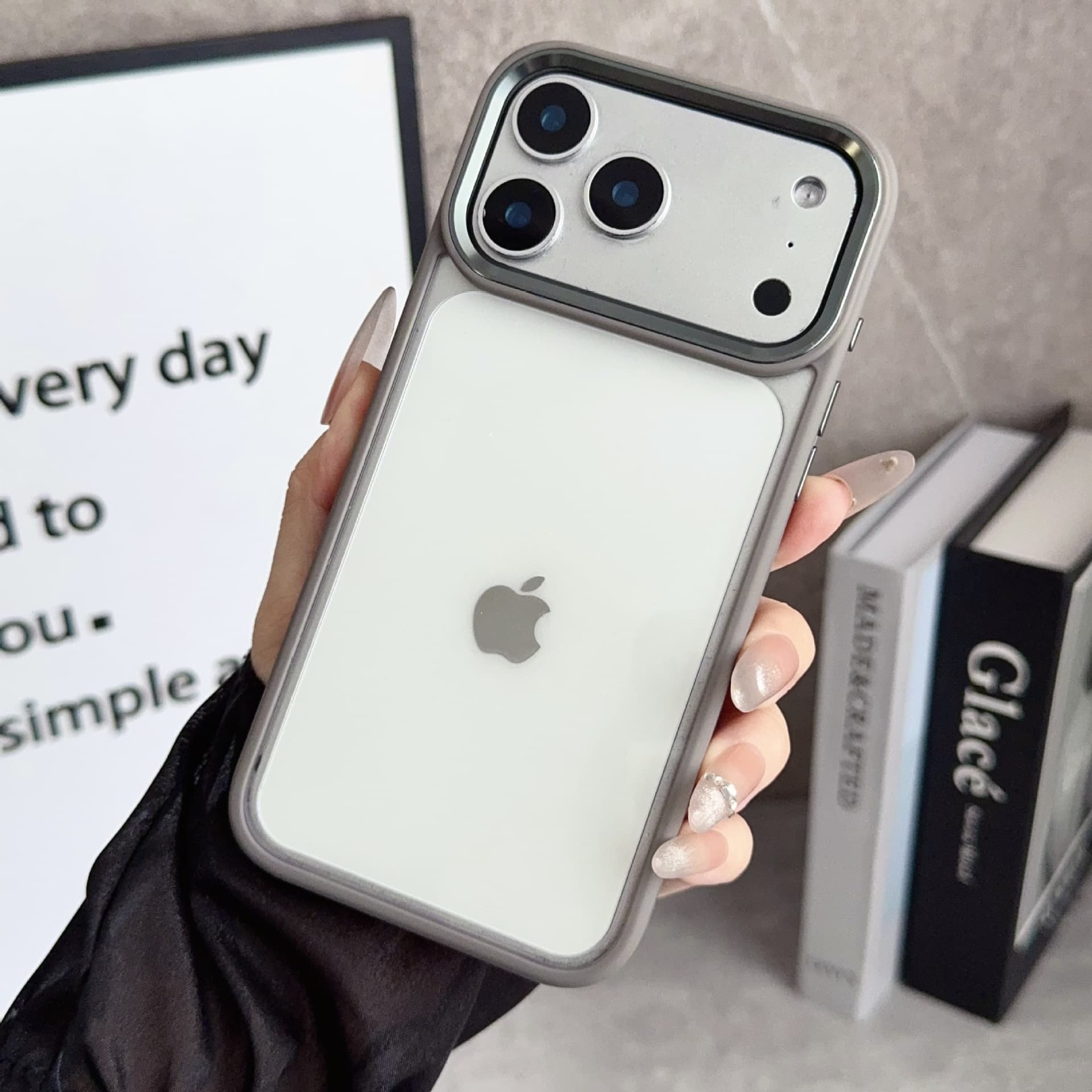 Acrylic Transparent Phone Case for iPhone 17 Pro Max, Resin 17 Protective Cover with 16 Groove Design
