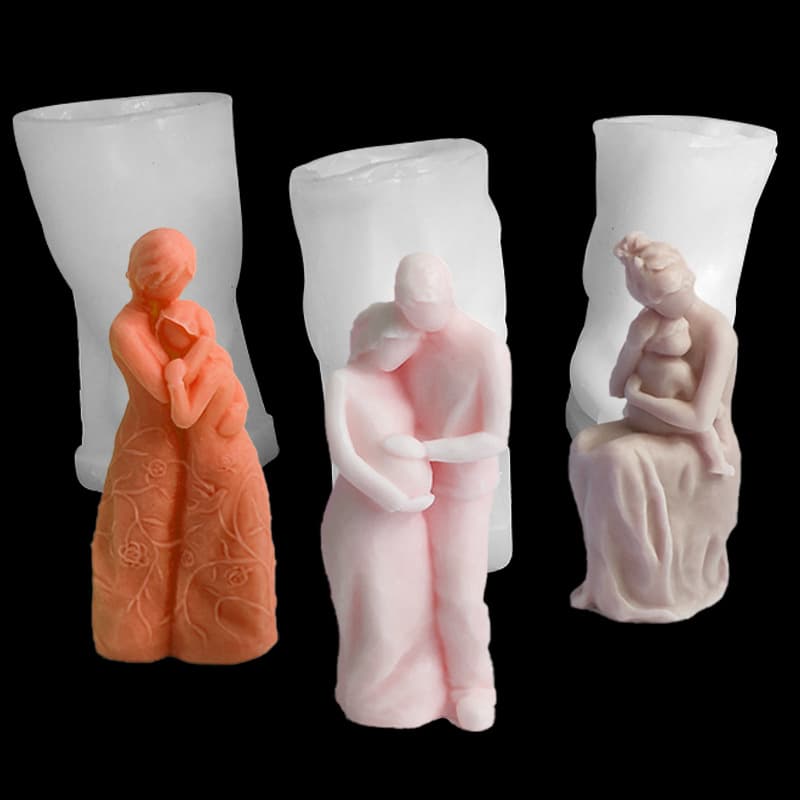 Epoxy Resin Motherhood Life Stage Figure Ornament Plaster Mold Mother Holding Child Human Body Candle Silicone Mold