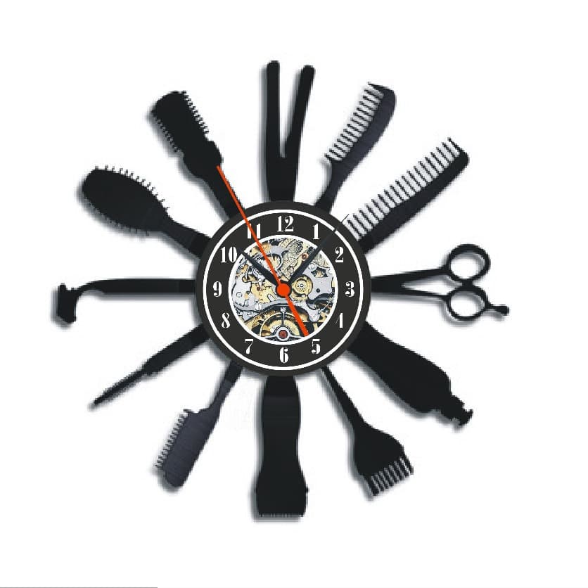 3D Vinyl Wall Sticker Decorative Wall Clock Barber Decor Record Wall Clock 3D Vinyl Record