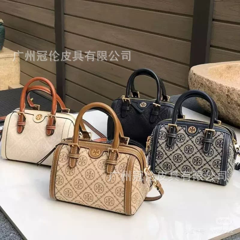 Cross-border TB 2025 New Boston Barrel Bag Jacquard Pillow Bag Premium Classic Commuter Shoulder Crossbody Bag