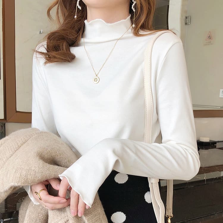Half High Neck Inner Wear Kitten Diary Slim Base Layer 2023 New Long Sleeve Top T-shirt Women Chic Versatile Women