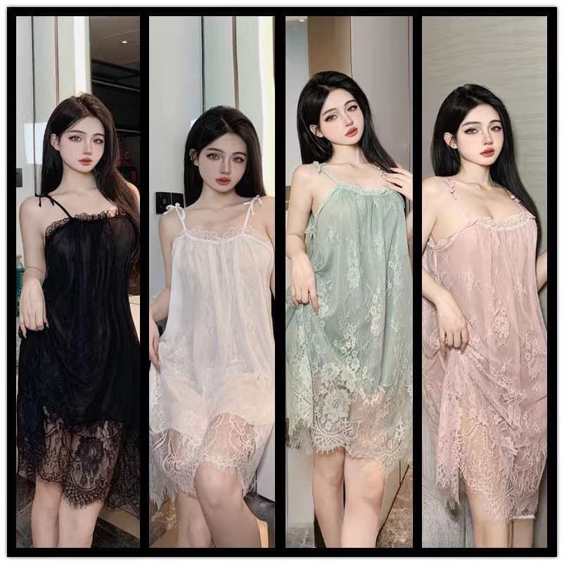 Sexy Lace Spaghetti Strap Temptation Set, Plus Size Babydoll, Homewear Set, New Style Sleepwear, Backless for Women
