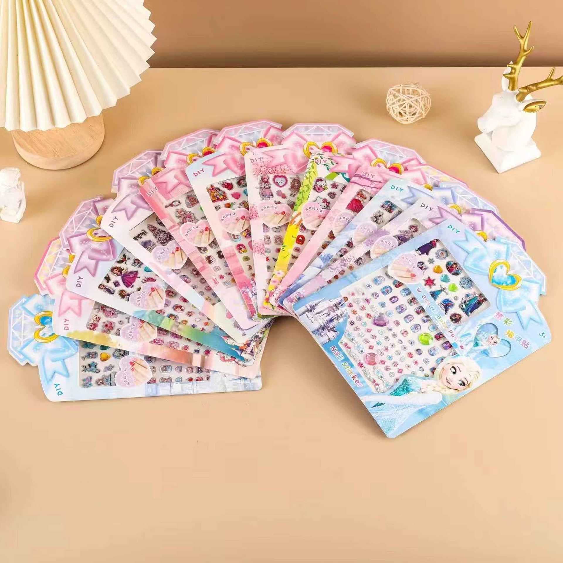 ZC-AF Cartoon Colorful Nail Stickers, Nail Art Gem Diamond Stickers, Nail File, Dress-Up Stickers for Kids, Elementary School Reward Stickers