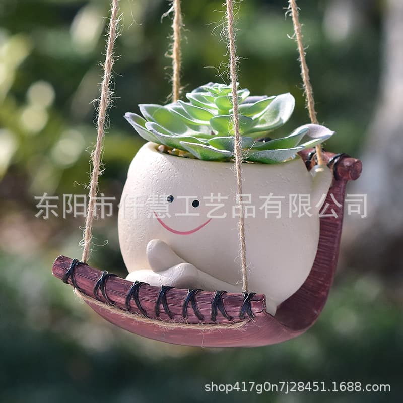 Cross-Border Funny Smiley Face Hanging Flower Pot Garden Decoration New Potted Plant Outdoor Rustic Sofa Ornament