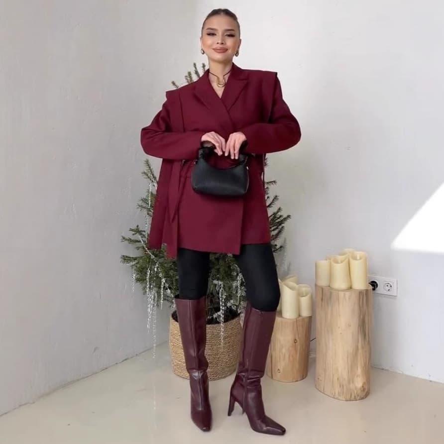 Cross-border Trade 2025 Autumn New V-Neck Long Sleeve Straight Blazer Slim Fit Office Style Blazer