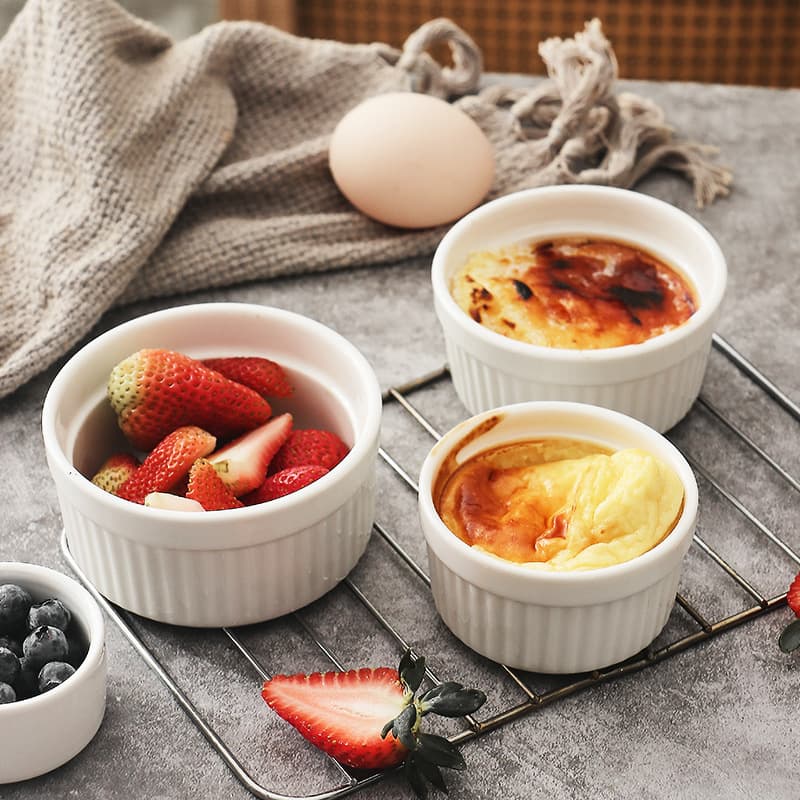 Spot wholesale soufflé baking bowl ceramic double-skin milk steamed egg pudding bowl oven special baking dessert pudding cup