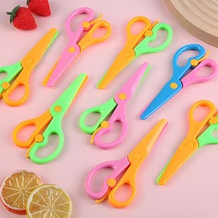 Children's Handmade Safety Scissors Paper-Cutting Scallop Scissors Kids Cartoon Anti-Pinch Elastic Plastic Handmade Scissors