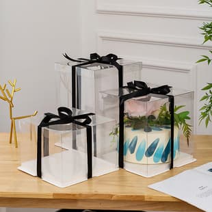 Clear Cake Box Packaging 6/8/10/12 Inch Single/Double/Triple Layer Tall Birthday 50 Sets
