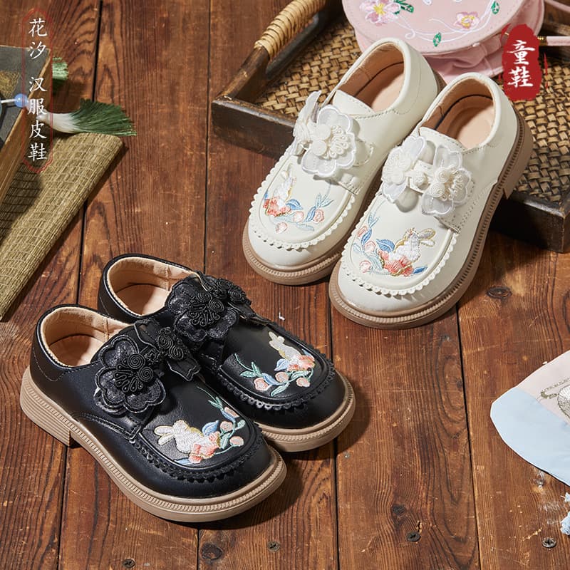 Girls' Embroidered Shoes, Hanfu Shoes, Ethnic Style Embroidered Shoes, Traditional Soft Sole Kindergarten Shoes, Huaxi Children's Cloth Shoes