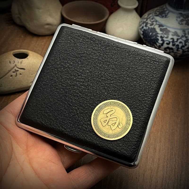 NP18 cowhide cigarette case thick cigarette side-turned ultra-thin cowhide handmade first layer classic men's retro 20-pack