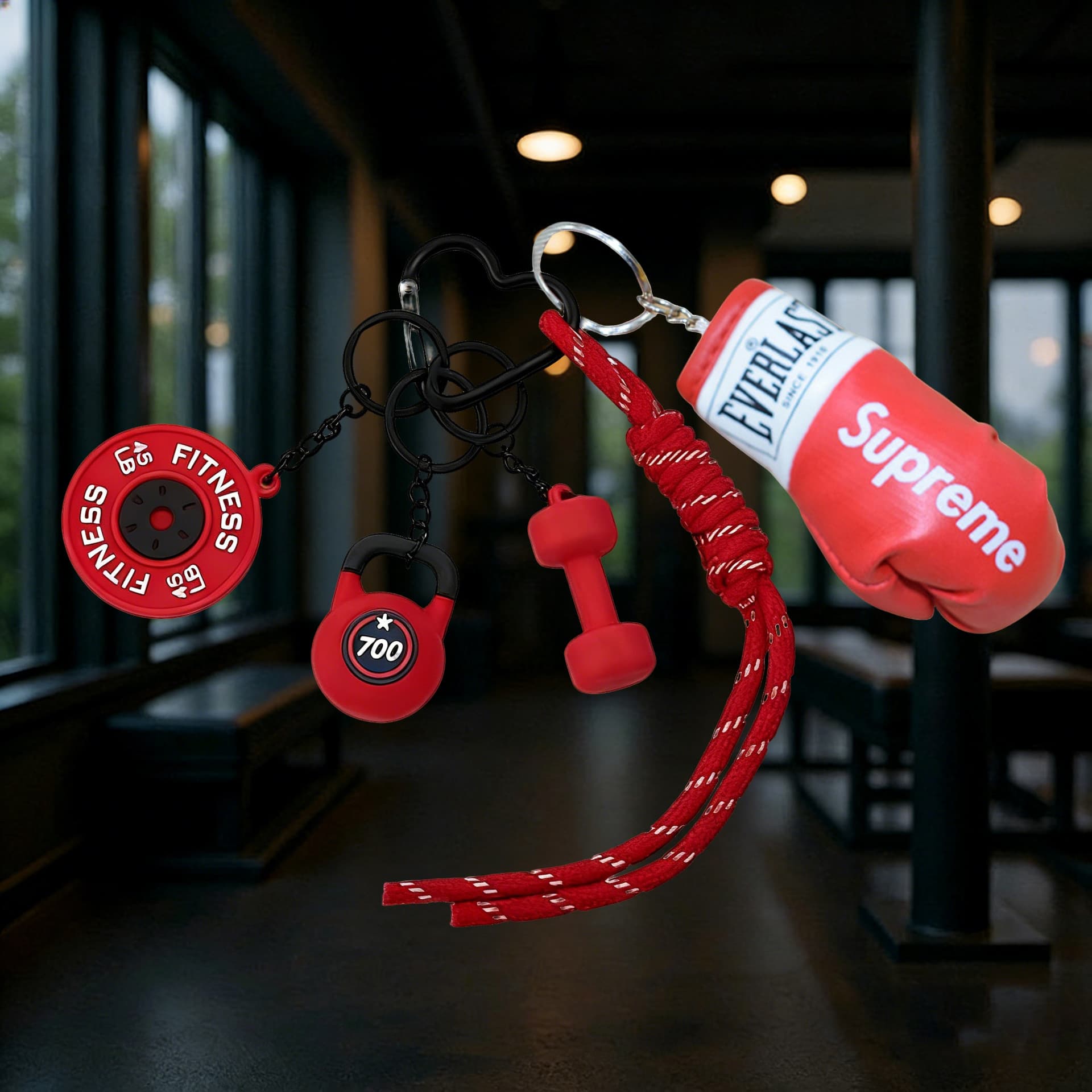 Miu Series Creative Mini Kettlebell Keychain Couple Sports Small Pendant Bag Charm Key Ring Bag Accessory