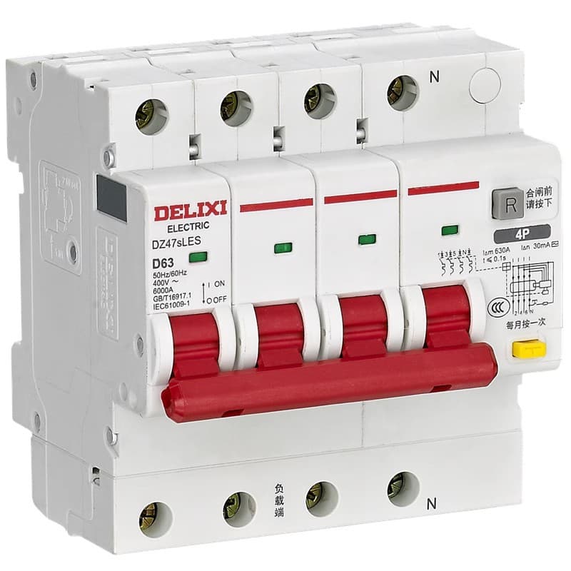 Delixi DZ47SLES Mini Residual Current Circuit Breaker 1P+N/2P/3P/4P RCD Air Switch 6A