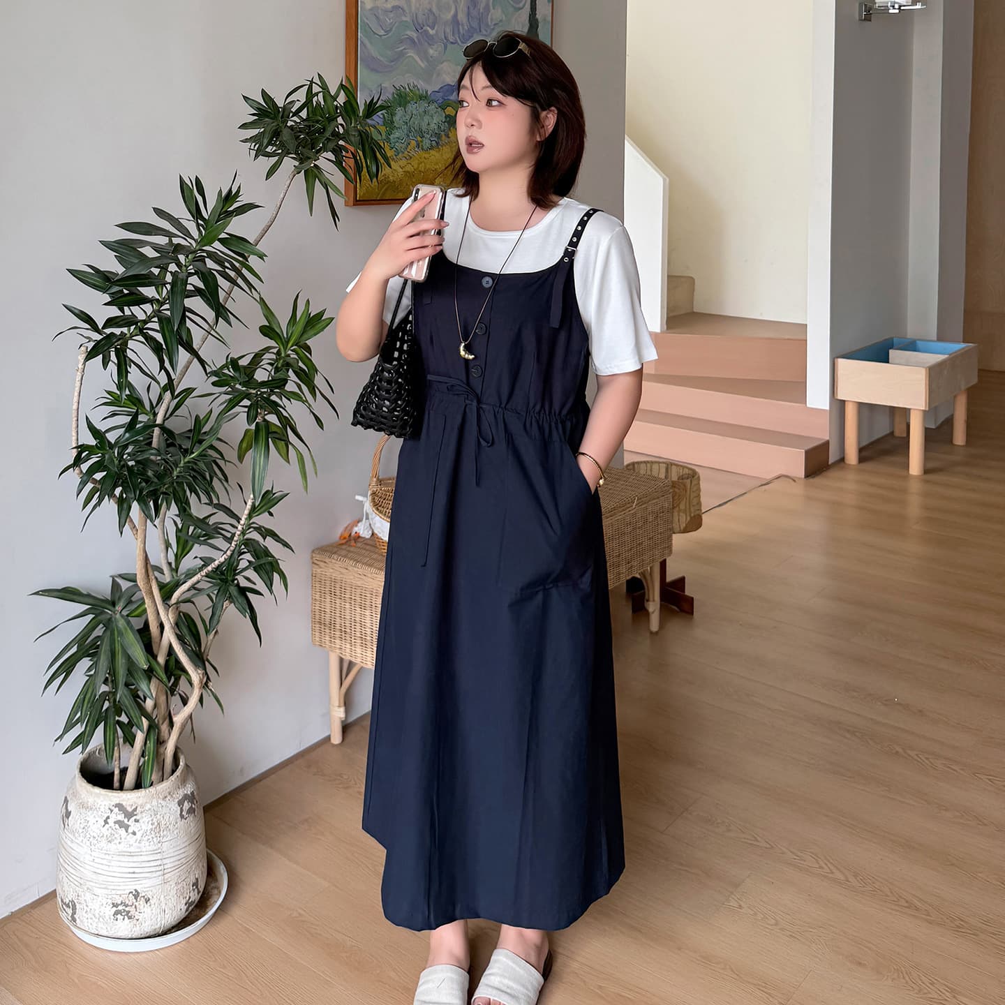 Zhixuan Plus Size Women's Suspenders Skirt T-Shirt Set 2026 Summer Youthful Casual Two-Piece Set 214399