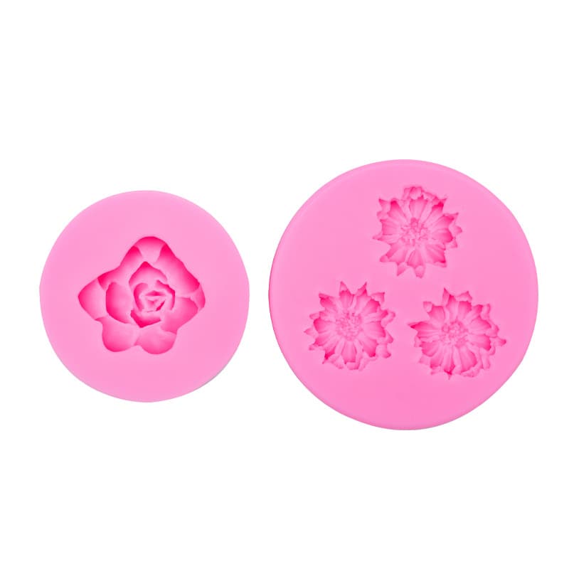 Fondant Cake Mold Sunflower Daisy Succulent Chocolate Silicone Mold Cake Baking Decoration Tool Stock