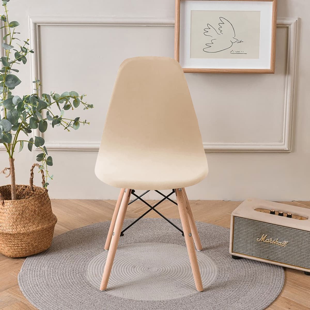 Solid color shell chair cover elastic all-inclusive washable soft protective dustproof wear-resistant four-season universal shell chair cover