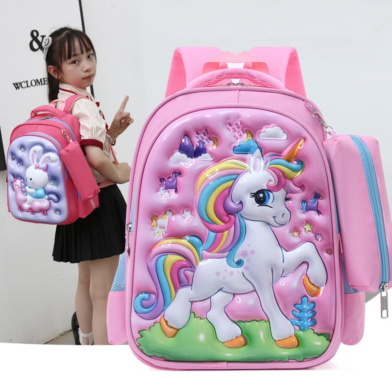 Foreign Trade Elementary School Student Backpack Two-Piece Set 3D Hard Shell Backpack 1-3 Grade Student Bag Cartoon Bag Cross-Border Backpack