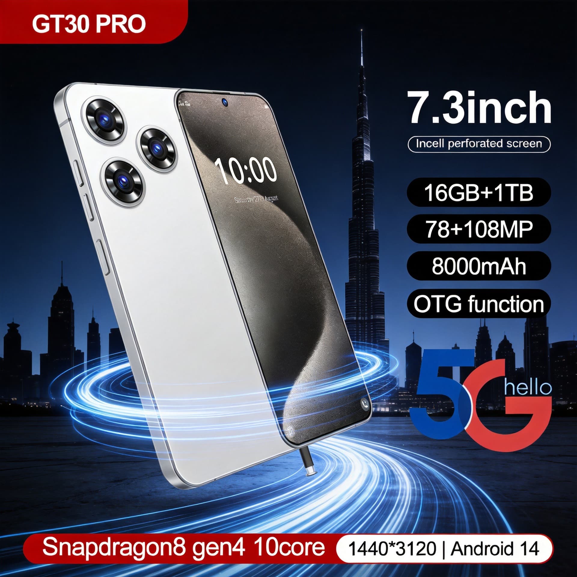 Cross-border GT30 PRO Smartphone 16+1TB Android Phone Factory Direct SmartPhone (Hot Deal)