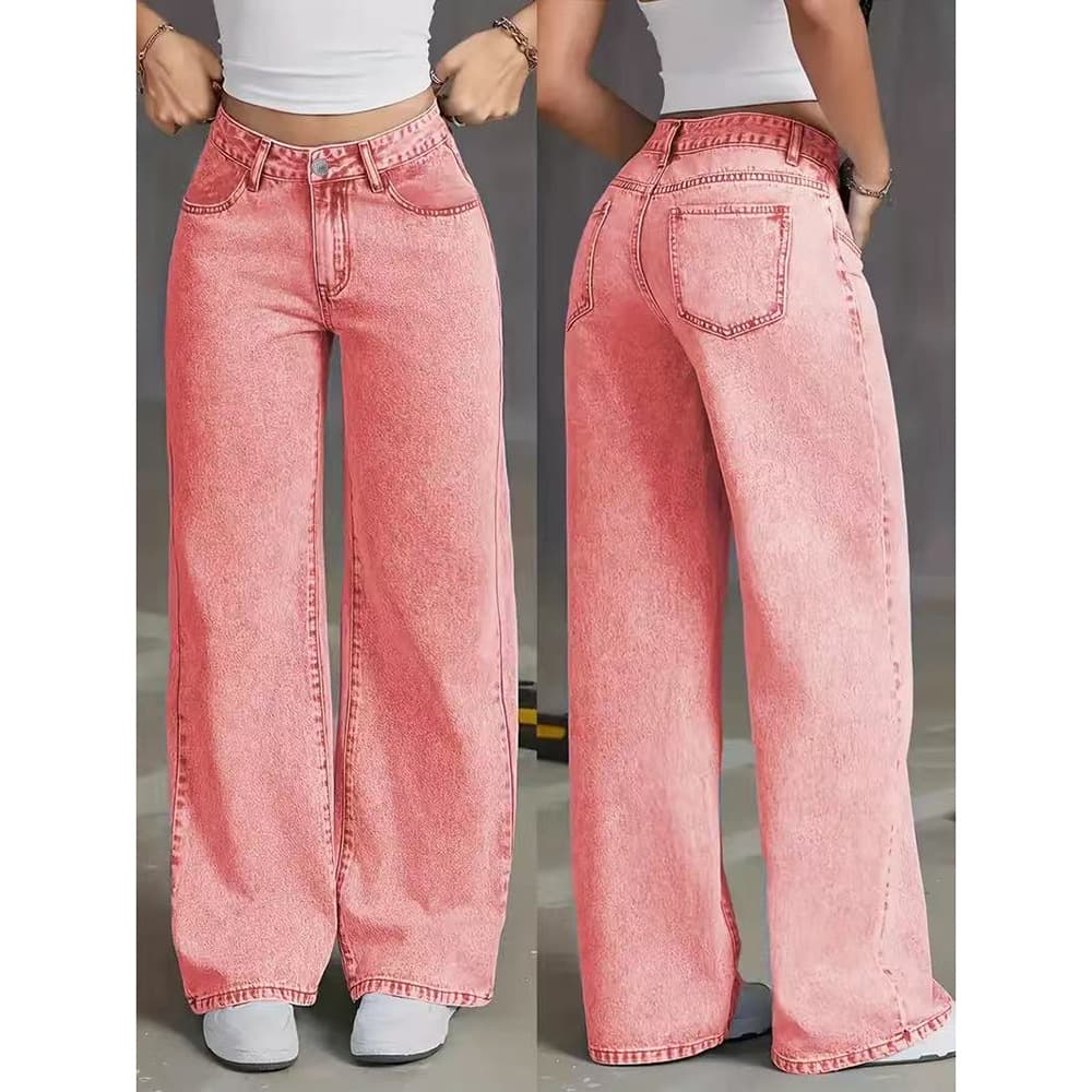 Wish AliExpress Cross-border Bestselling Women's Jeans Summer New Loose Straight-leg Floor-length Pants