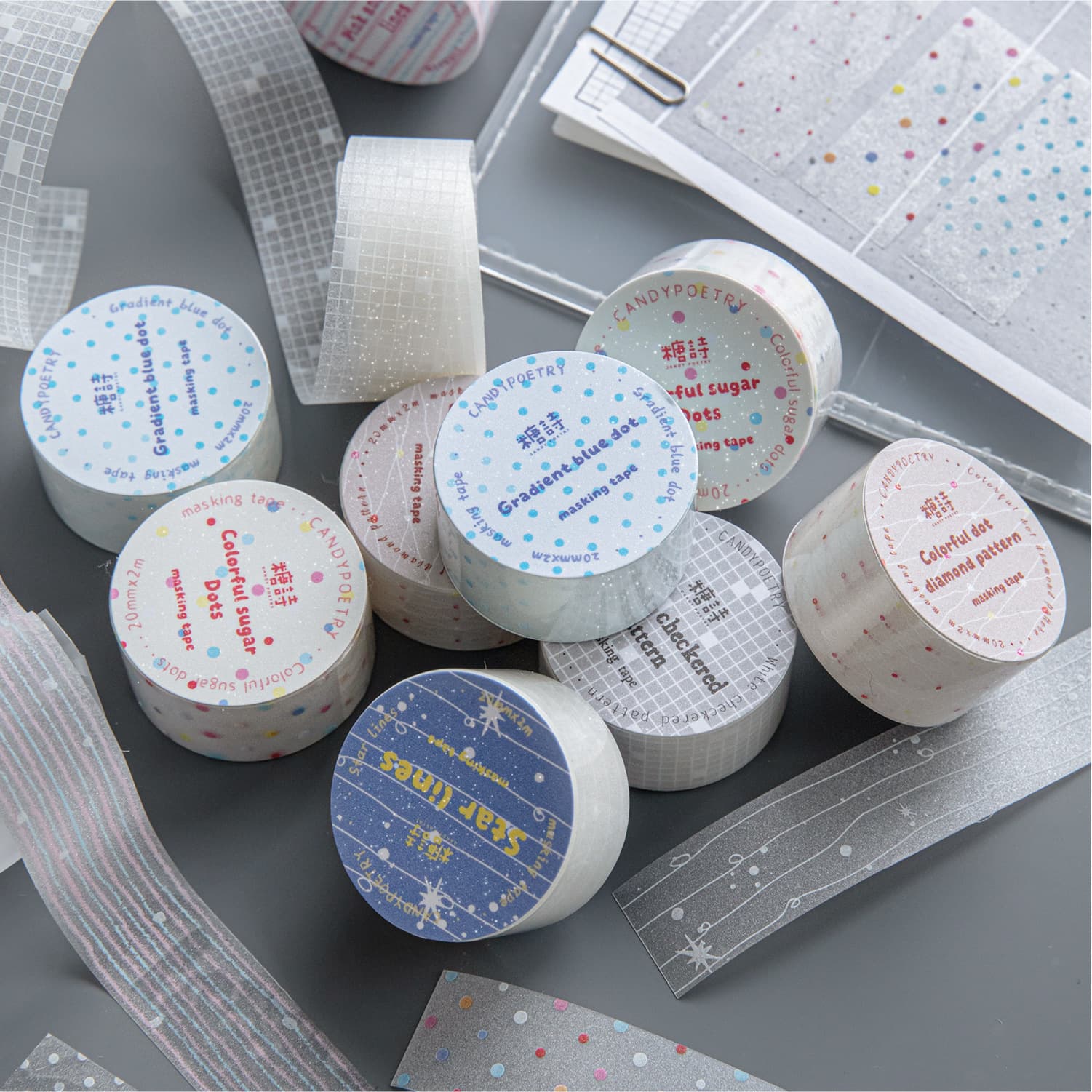 Sugar Poetry Sparkling Sand PET Tape Milk and Salt Chronicle Simple Basic Transparent Material Children's Handbook DIY Decoration Collage
