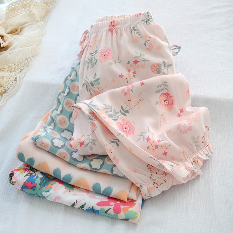 Girl Cotton Silk Harem Pants Children Mosquito-Proof Pants Summer Thin Long Pants Boys Girls Sleep Pants Kids Rayon Pants