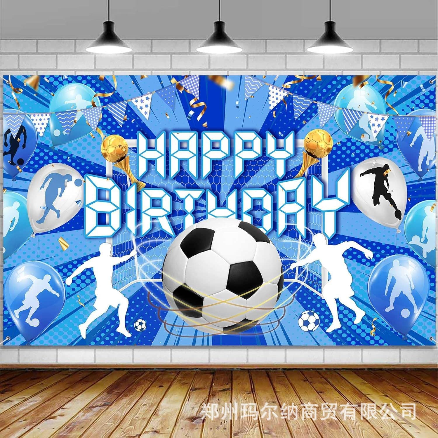 Amazon Temu Hot Selling Soccer Backdrop Banner Birthday Party Decoration Soccer Party Photography Flag Cloth