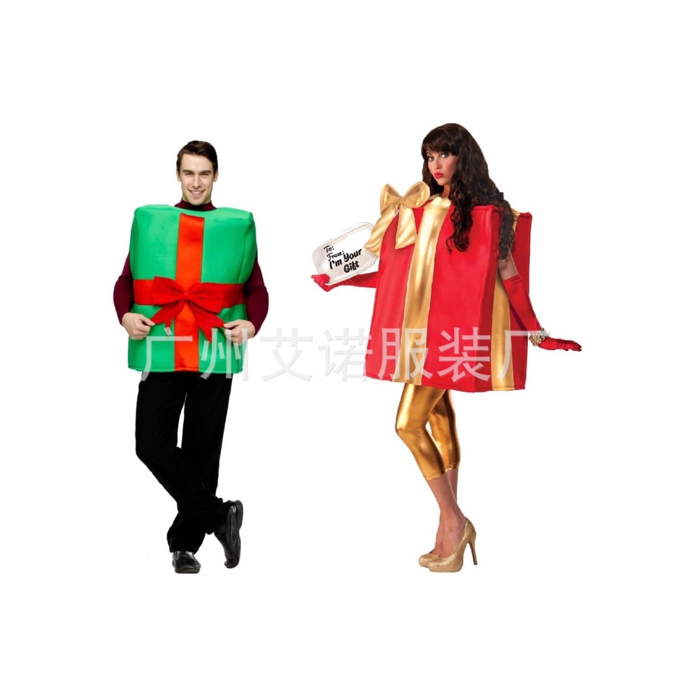 Christmas Costume Adult Performance Outfit Santa Claus Gift Box Costume Christmas Party Holiday Cosplay Costume