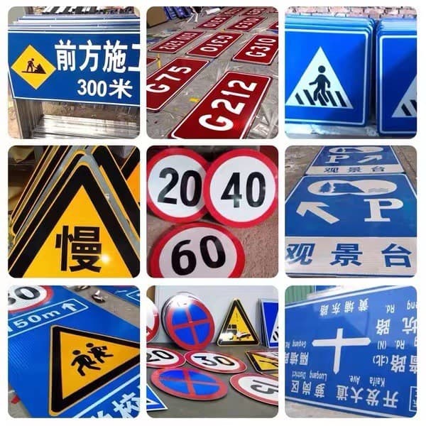 Speed limit 5 km/h sign, road sign post, aluminum plate reflective warning sign, traffic sign with pole.