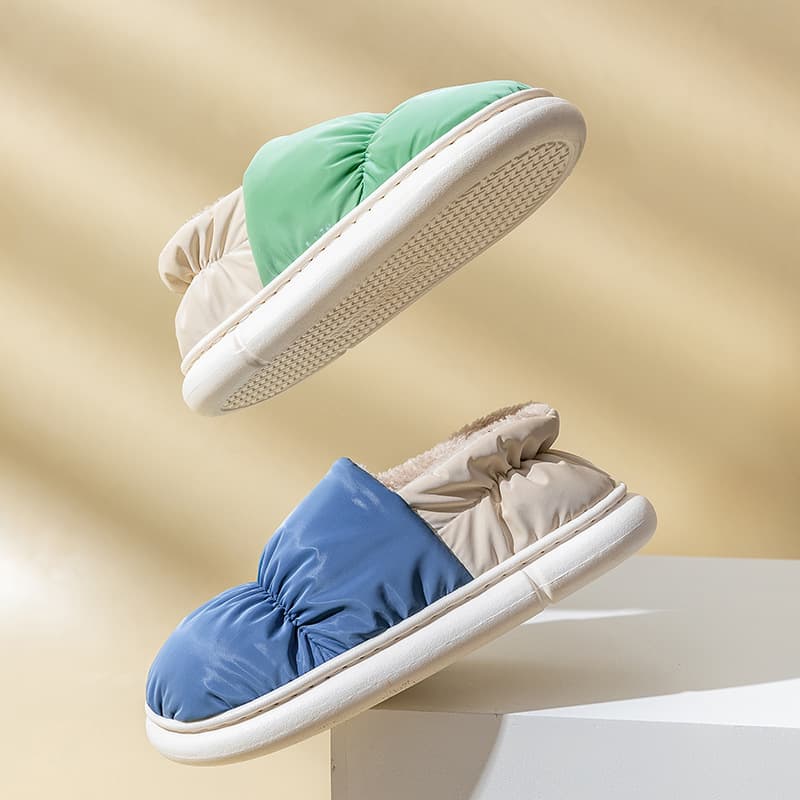 Winter Cotton-Lined Slippers for Men and Women, Full Coverage, Waterproof, Non-Slip, Warm, Memory Foam, Snow Boots Style