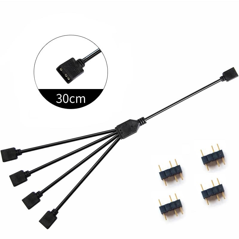 Computer Motherboard Sync Cable 12V RGB 4-Pin 1-to-5 Extension Cable 5V ARGB 3-Pin 1-to-3