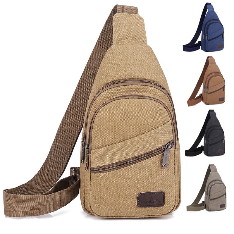 Casual men's bag 2023 new canvas chest bag trendy shoulder crossbody bag men's outdoor sports fashion men's bag