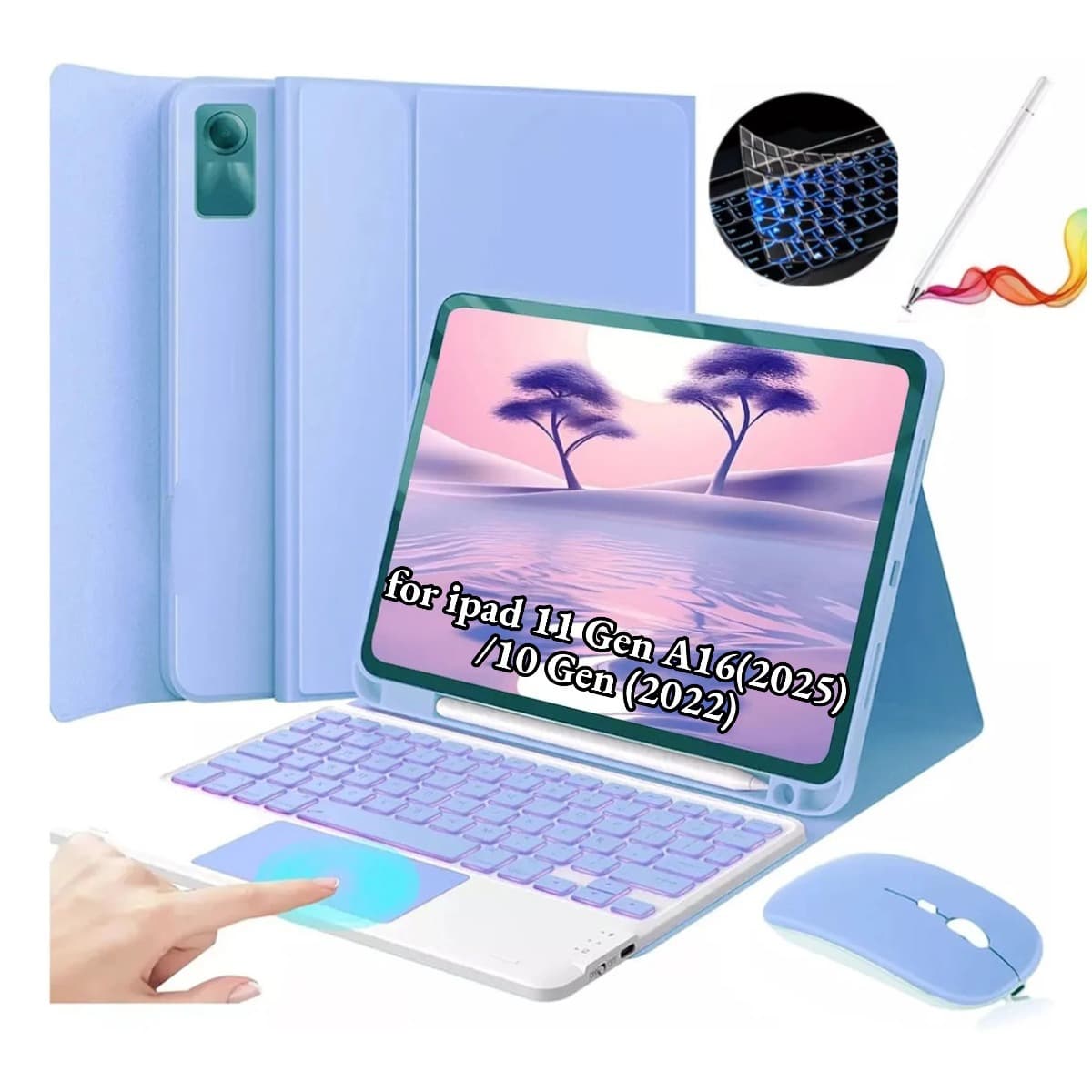 Suitable for iPad 11 A16 Tablet Protective Case Air7 Backlit Touch Bluetooth Keyboard 10th Generation 10.9 Pen Slot Leather Case