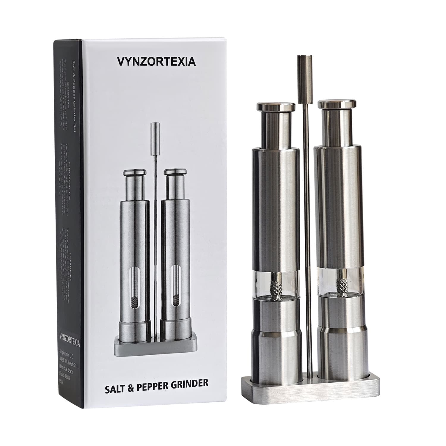Stainless steel press-type grinder black peppercorn grinder sea salt grinding bottle pepper powder mill pepper grinder