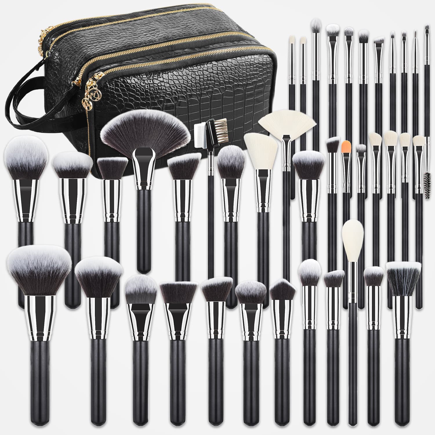 A complete set of 40 makeup brushes with large capacity makeup bag, powder brush, blush brush, foundation brush, eye makeup detail brush