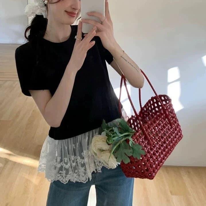 2025 Summer New Versatile White Short-Sleeve V-Neck T-Shirt for Women, Casual Top, Undershirt, Summer Style