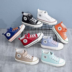 Children's High-Top Canvas Shoes for Kids, Indoor Cloth Shoes for Boys and Girls in Kindergarten, Korean-Style Spring Shoes for Toddlers and Older Children