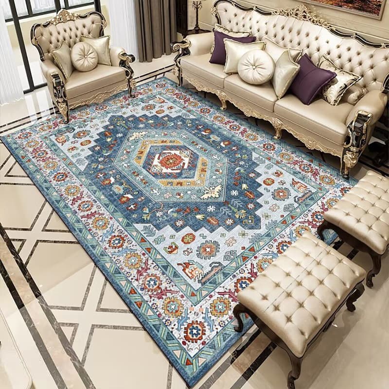 Cross-border Persian carpet, living room, high-end bedroom bedside blanket, imitation cashmere floor mat, American retro sofa coffee table blanket