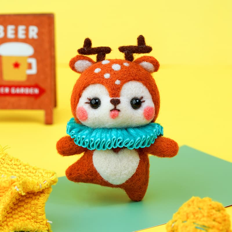 Handmade Poke Poke Fun DIY Wool Felt Material Kit Self-Made Keychain Car Pendant Creative Gift for Boys