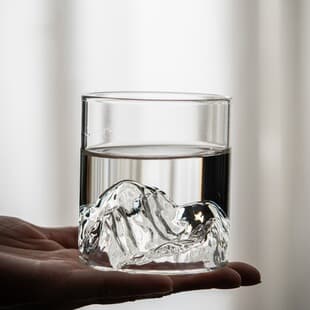 Japanese Style Whiskey Mountain Cup, High Temperature Resistant Ice Cup Glass, Mountain View Borosilicate Glass Cup
