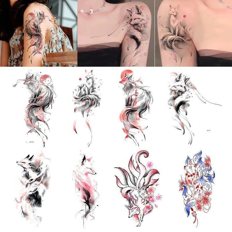 Japanese color Hannya fox tattoo stickers, high-looking, waterproof, sexy hot girl, long-lasting on arms and calves
