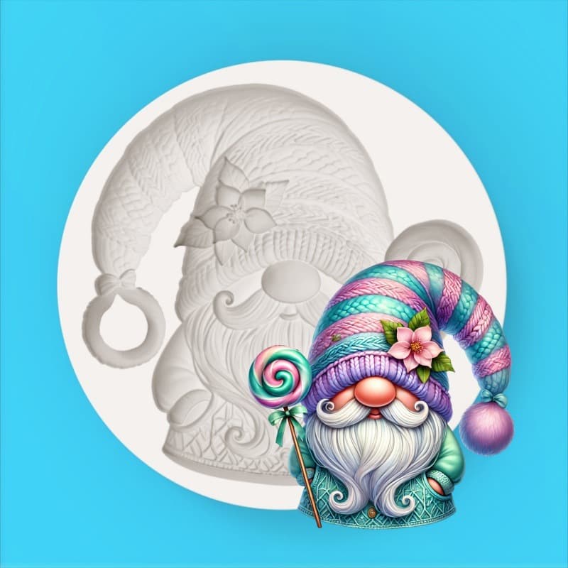 Handheld Lollipop No-Face Gnome Dwarf Silicone Mold Christmas Fondant Cake DIY Mold 18292
